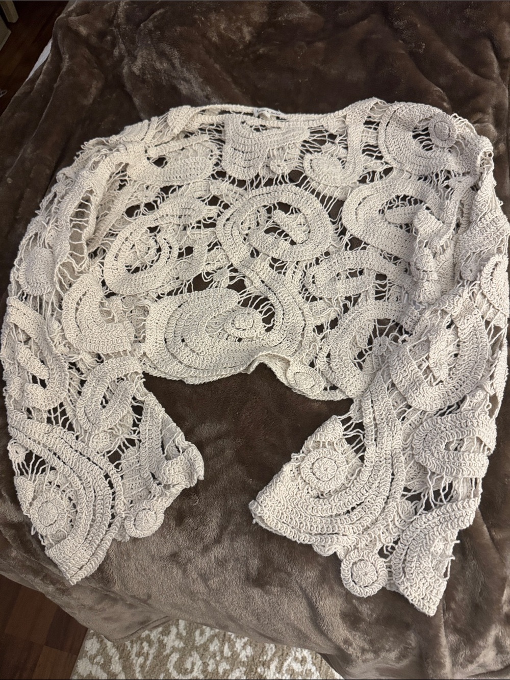 Anna Sui Cream Crochet Crop Top